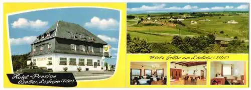 Klapp-AK Losheim /Eifel, Hotel-Pension Balter mit Innenansichten