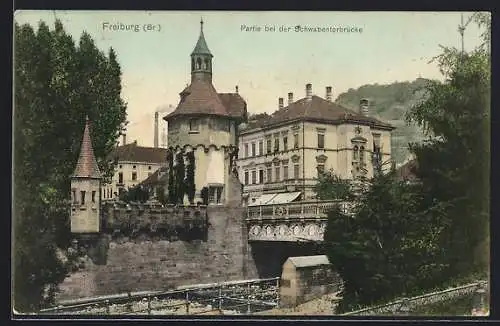 AK Freiburg / Breisgau, Partie bei der Schwabentorbrücke