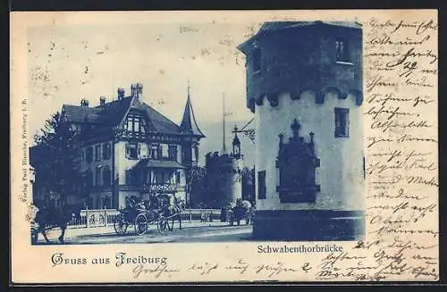 AK Freiburg i. Br., Schwabenthorbrücke