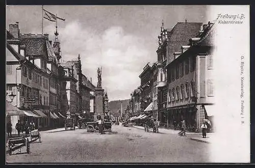 AK Freiburg i. Br., Geschäfte in der Kaiserstrasse