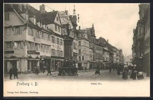 AK Freiburg i. Br., Geschäfte in der Kaiser-Strasse