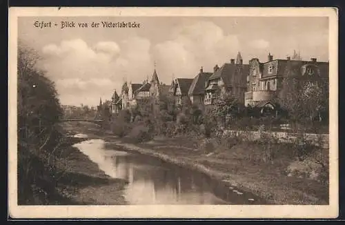 AK Erfurt, Blick von der Victoriabrücke