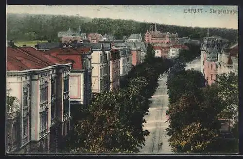 AK Erfurt, Siegerstrasse aus der Vogelschau