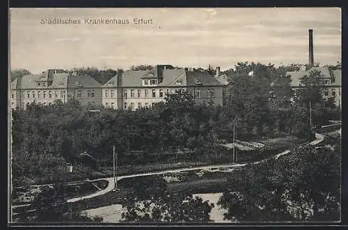 AK Erfurt, Blick zum Städtischen Krankenhaus