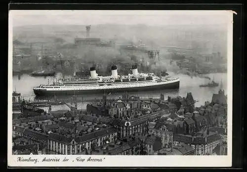 AK Hamburg, Ausreise des Passagierschiffes Cap Arcona