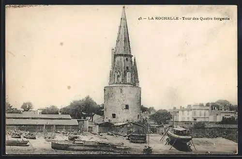 AK La Rochelle, Tour des Quatre Sergents et bateaux à quai