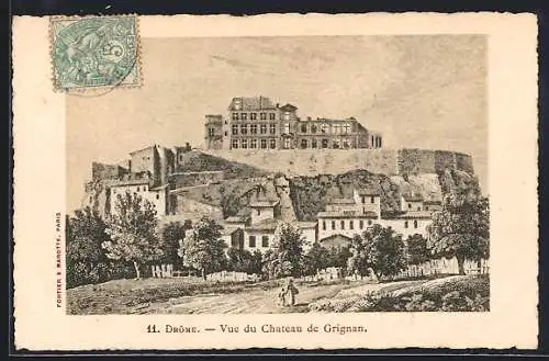 Künstler-AK Grignan /Drome, Vue du Chateau