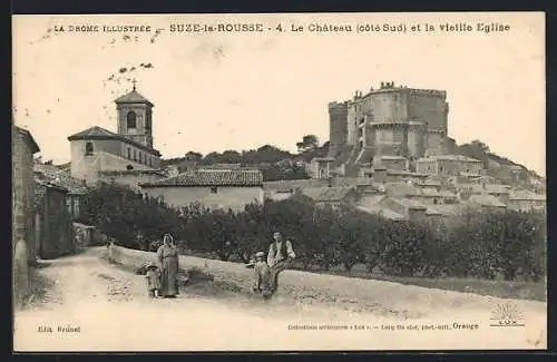 AK Suze-la-Rousse, Le Chateau et la vieille Eglise