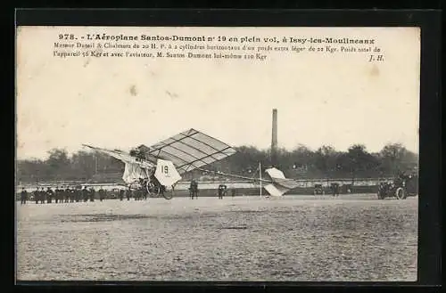 AK L`Aéroplane Santos-Dumont à Issy-les-Moulineaux, Eindecker-Flugzeug