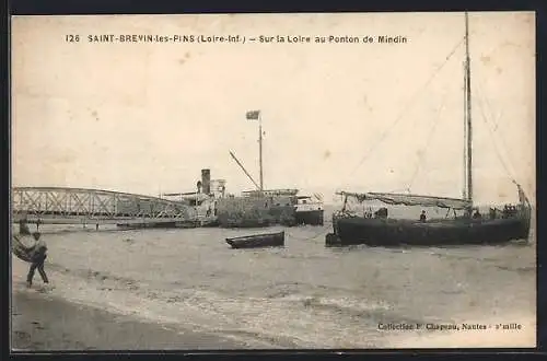 AK Saint-Brevin-les-Pins, Sur la Loire au Ponton de Mindin avec bateaux