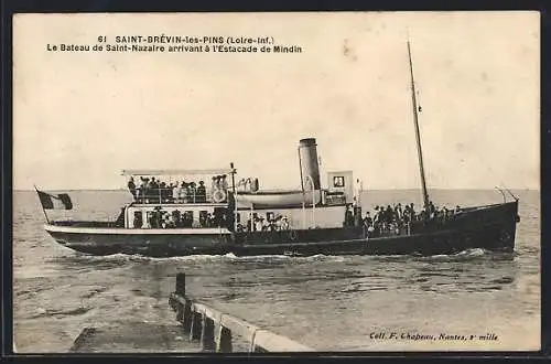 AK Saint-Brévin-les-Pins, Le Bateau de Saint-Nazaire arrivant à l`Estacade de Mindin