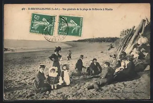 AK Saint-Brevin-les-Pins, Vue générale de la plage de Saint-Brevin à Mindin