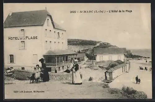 AK Saint-Marc, L`Hôtel de la Plage avec vue sur la mer et promeneurs sur la plage