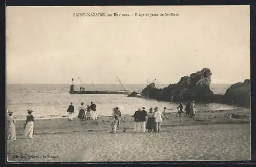 AK Saint-Nazaire, Plage et Jetée de St-Marc