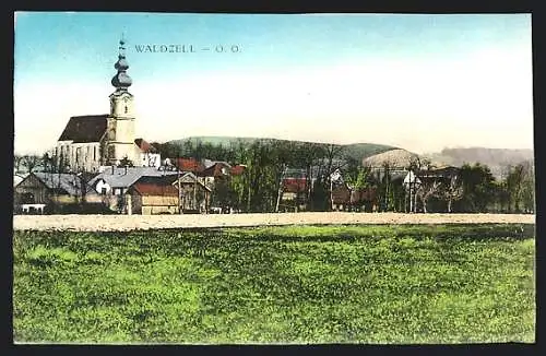 AK Waldzell /O. Ö., Ortspartie mit Kirche