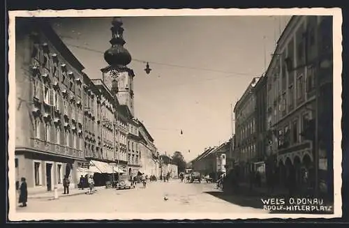 AK Wels /O. Donau, Platz, Gasthaus zum gold. Löwen