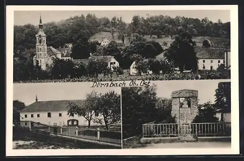 AK Dörnbach /Ob. Öst., Denkmal, Ortsansicht mit Kirche