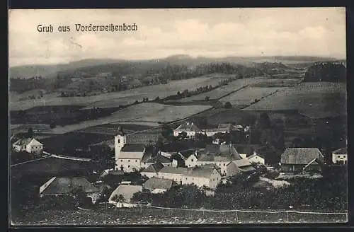 AK Vorderweissenbach, Ortsansicht aus der Vogelschau