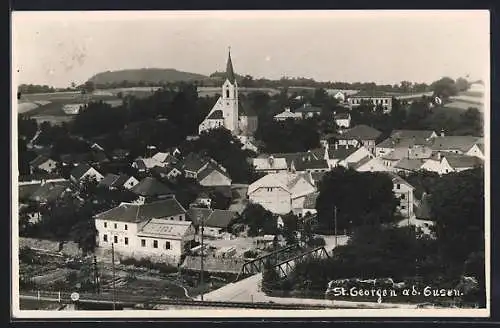 AK St. Georgen an der Gusen, Ortsansicht mit Kirche