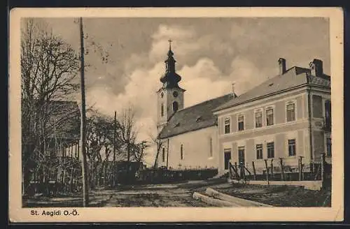 AK St. Aegidi /O.-Ö., Partie an der Kirche