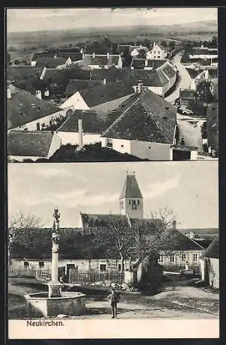 AK Neukirchen an der Wild, Strassenpartie mit Kind und Denkmal, Blick über die Dächer