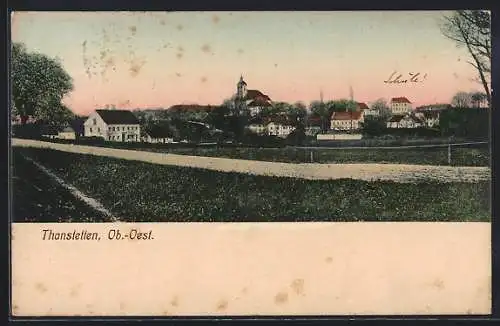 AK Thanstetten /Ob.-Oest., Ortspartie mit Kirche