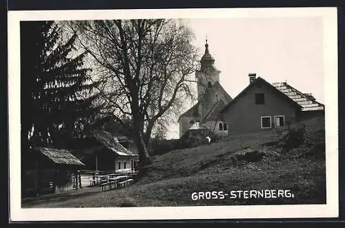 AK Velden am Wörther See, Gross-Sternberg, Ortspartie mit Kirche und Mesner-Gasthaus