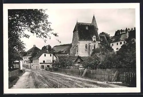 AK Edlitz /N.-Oe., Hauptstrasse mit Handlung Lederer & Tauss