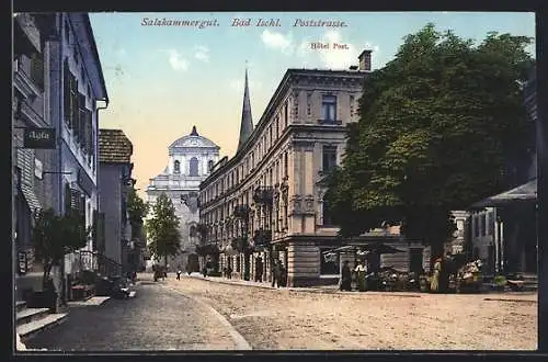 AK Bad Ischl, Poststrasse, Hotel Post, Geschäft mit Agfa-Werbeschild