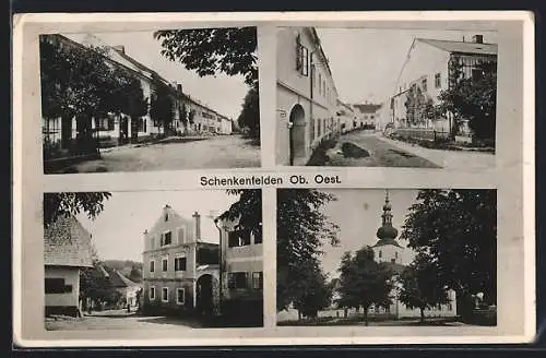 AK Schenkenfelden, Kirche, Strassenpartie, Ortspartie