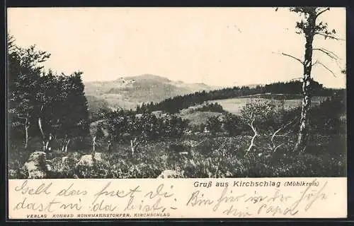 AK Kirchschlag /Mühlkreis, Panorama der Berglandschaft