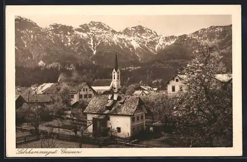 AK Goisern, Teilansicht der Ortschaft im Salzkammergut