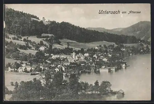 AK Unterach am Attersee, Ortsansicht aus der Vogelschau