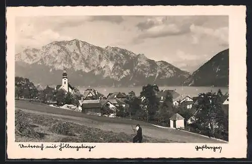 AK Unterach, Teilansicht mit Höllengebirge