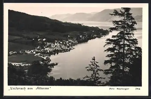 AK Unterach, Ortspanorama am Attersee