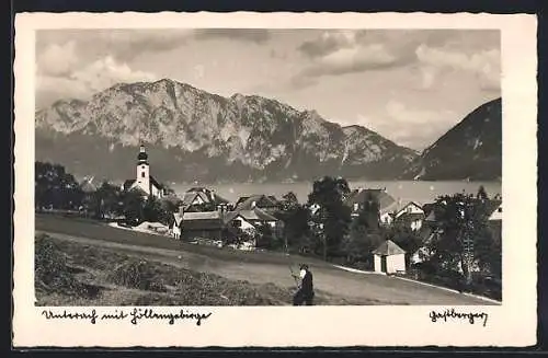 AK Unterach, Teilansicht mit Höllengebirge