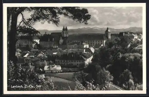 AK Lambach /O.-Oe., Blick auf den Stift aus der Vogelschau