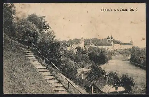 AK Lambach a. d. Traun, Blick zum Kloster