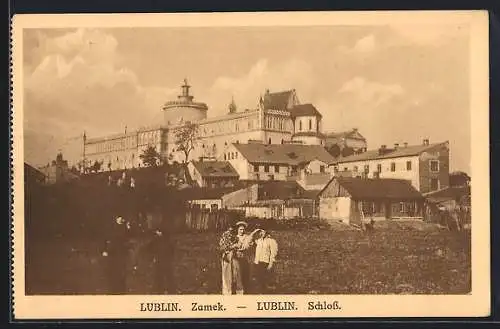 AK Lublin, Zamek, Schloss mit Frau und Kindern