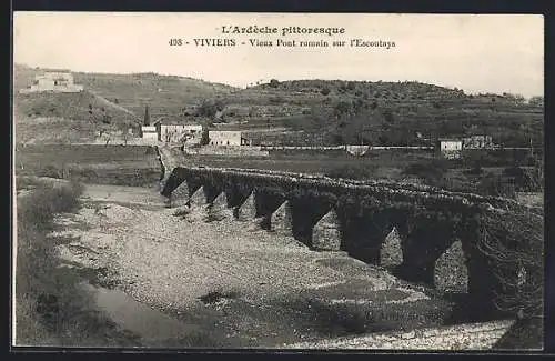 AK Viviers /Ardêche, Vieux Pont romain sur l`Escoutays