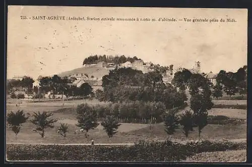 AK Saint-Agrève /Ardêche, Station estivale renommée, Vue générale prise du Midi