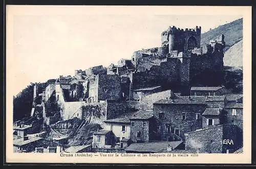 AK Cruas /Ardêche, Vue sur le Château et les Remparts de la vieille ville