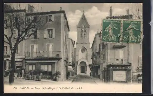 AK Privas, Place Victor Hugo et la Cathédrale