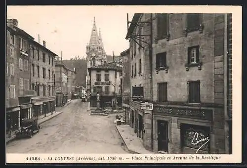 AK Louvesc /Ardêche, Place Principale et Avenue de la Basilique