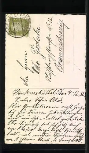 AK Ein Geburtstags-Strauss mit Rosen und Veilchen