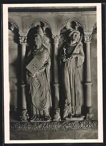 Foto-AK Deutscher Kunstverlag, Nr. 6: Münster i. W., Der Dom, Bischof Dieter von Isenburg und Hl. Laurentius im Paradies