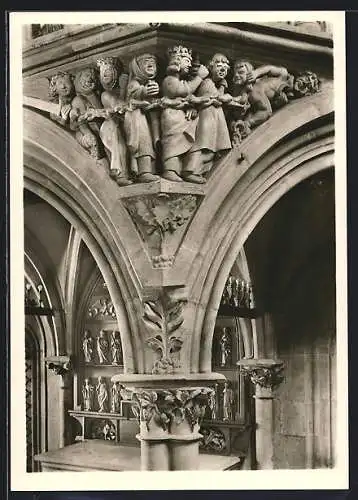 Foto-AK Deutscher Kunstverlag, Nr. 10: Gelnhausen, Marienkirche, Gruppe der Verdammten