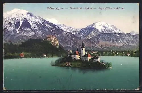 AK Bled / Veldes, Hochstuhl, Begunjscia vom See aus