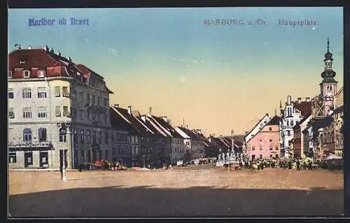 AK Marburg a. Dr., Partie am Hauptplatz