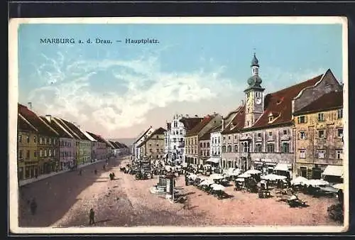 AK Marburg a. d. Drau, Markt am Hauptplatz